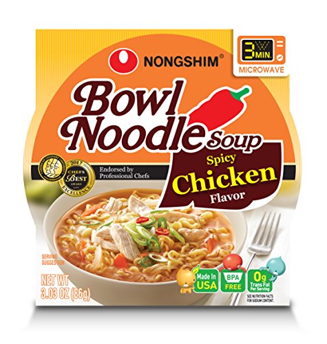 Nongshim Bowl Noodle Soup, Spicy Chicken, 3.03 Ounce (Pack of 12) , only $9.99
