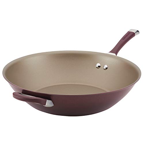 Circulon 87536 Symmetry Hard Anodized Nonstick Wok / Stir Fry Pan with Helper Handle - 14 Inch, Red, Only $44.99
