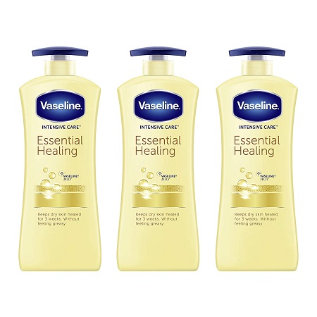 Vaseline Intensive Care Body Lotion For Dry Skin Essential Healing Clinically Proven to Moisturize Deeply With One Application 20.3 oz 3 count