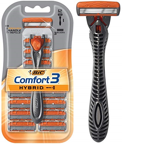 BIC Comfort 3 Hybrid Men's 3-Blade Disposable Razor, 1 Handle and 12 Cartridges, Only $6.45