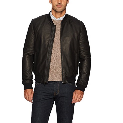 Cole Haan Men's Leather Quilted Lined Varsity Jacket, Only $189.11