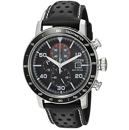 Citizen Men's 'Eco-Drive' Quartz Stainless Steel and Leather Casual Watch, Color:Black (Model: CA0649-14E), Only $168.21