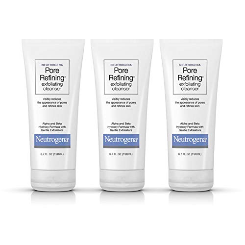 Neutrogena Pore Refining Exfoliating Facial Cleanser with Glycolic Acid Formula, Daily Exfoliating Face Wash with Alpha & Beta Hydroxy Acid to Minimize Pores, 6.7 fl. oz, Pack of 3, Only $13.36