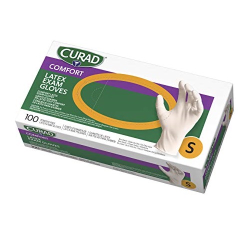 Curad - CUR8104 Disposable Medical Latex Gloves, Powder Free Latex Gloves are Textured, Small, 100 Count,White, Only$6.99