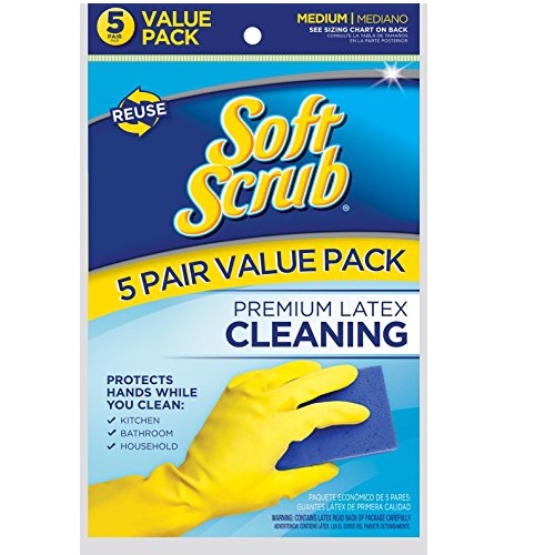 Soft Scrub 12353-24 5 Pair Premium Latex Cleaning Gloves, Large, Yellow, Only $8.99, You Save $4.00 (31%)