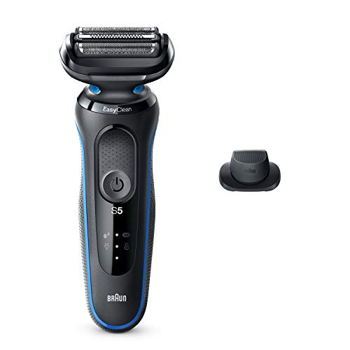 Braun Electric Razor for Men, Series 5 5018s Electric Shaver with Precision Trimmer, Rechargeable, Wet & Dry Foil Shaver with EasyClean, Black/Blue, Only $59.94