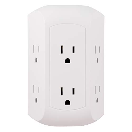GE Pro 6 Outlet Surge Protector Adapter Spaced Tap, 3-Prong Power Strip, Charging Station, Side Access, White, 43648, Only $6.90, You Save $5.09 (42%)