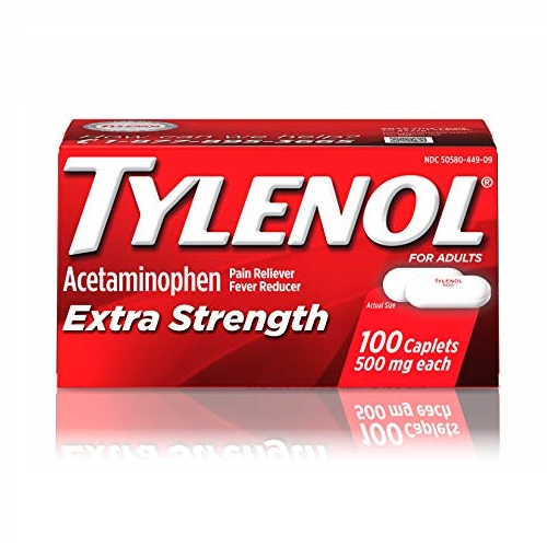 Tylenol Extra Strength Caplets with 500 mg Acetaminophen, Pain Reliever &  Fever Reducer, 100 ct, Only $9.97