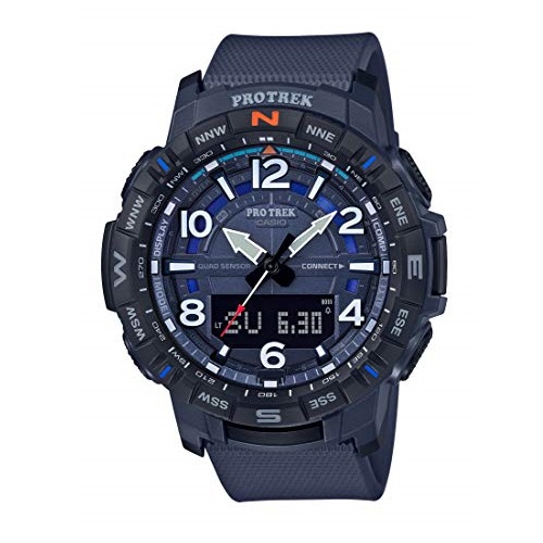 Casio Men's Pro Trek Bluetooth Connected Quartz Sport Watch with Resin Strap, Blue, 22.2 (Model: PRT-B50-2CR), Only $140.55
