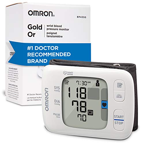 Omron Gold Blood Pressure Monitor, Portable Wireless Wrist Monitor, Digital Bluetooth Blood Pressure Machine, Stores Up to 200 Readings for Two Users (100 Readings Each), Only $57.73