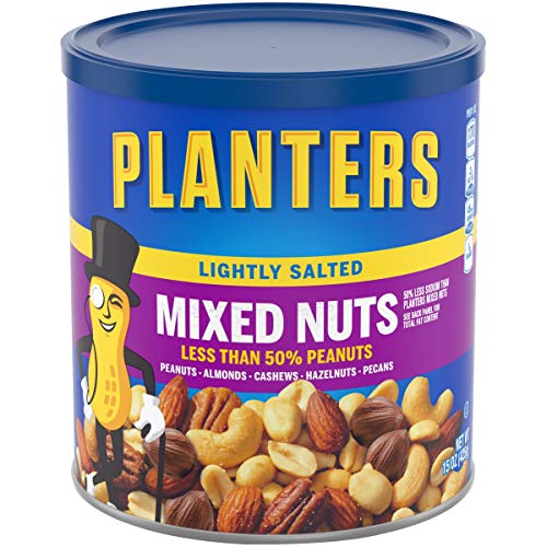 PLANTERS Lightly Salted Mixed Nuts, 15 oz Canister (Pack of 3) - Less than 50% Peanuts, Almonds, Cashews, Pecans, Brazil Nuts Roasted in Peanut Oil - On-the-Go Snack and Movie Snack, Only $16.56