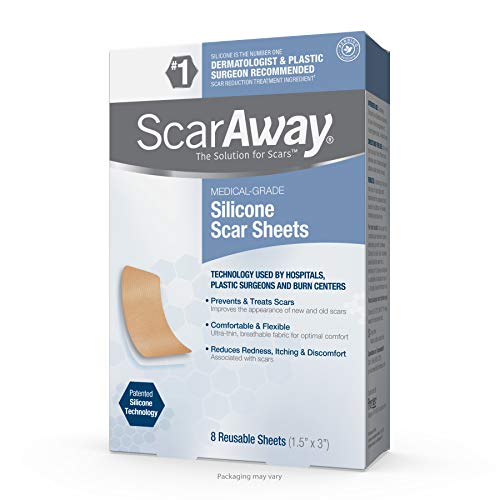 ScarAway Professional Grade Silicone Scar Treatment Sheets, Prevents & Treats Old and New Scars, 8 Count (Pack of 1), Only $9.68