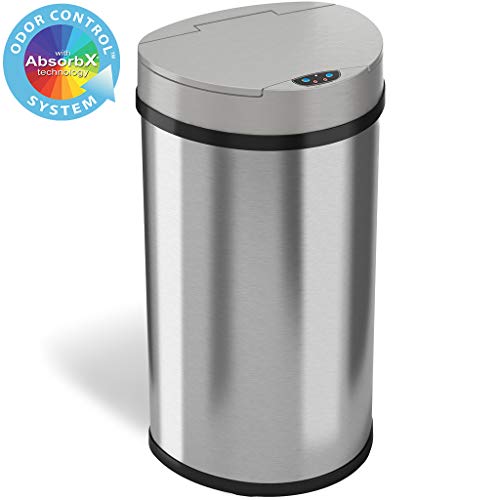 iTouchless 13 Gallon Sensor Kitchen Trash Can with Odor Control System, Stainless Steel Semi-Round Extra-Wide Opening Touchless Automatic Garbage Bin $54.90