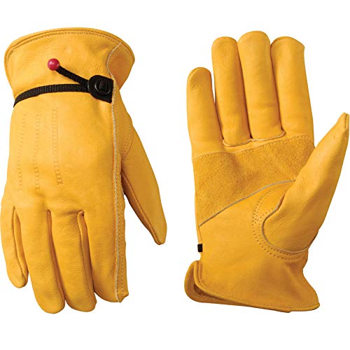 Men's Leather Work Gloves with Adjustable Wrist, Large (Wells Lamont 1132L),Saddle tan, Only $9.96