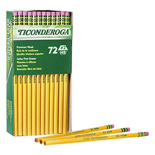 TICONDEROGA Pencils, Wood-Cased, Unsharpened, Graphite #2 HB Soft, Yellow, 72-Pack (33904), Only $6.55