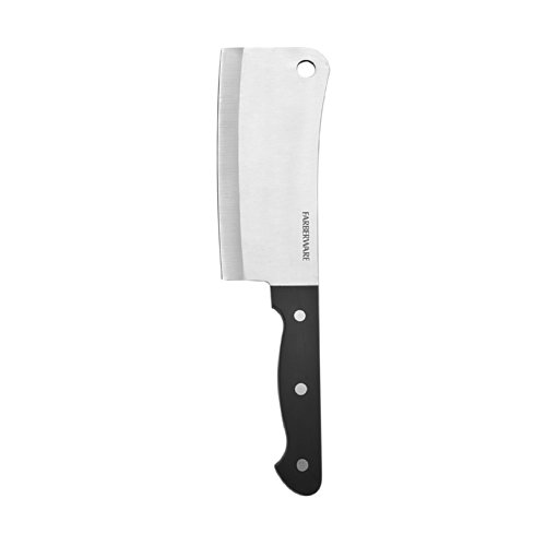 Farberware Stamped Triple Rivet High Carbon Stainless Steel Kitchen Cleaver with Contoured Handle, 6-Inch, Black $11.83