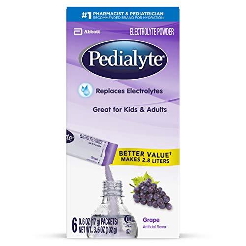Pedialyte Electrolyte Powder, Electrolyte Drink, Grape, Powder Sticks, .6 Ounce, 3.6 Ounce (Pack of 1), Only $6.77