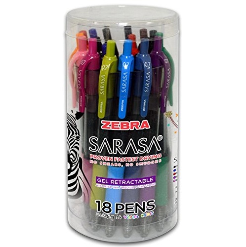 Zebra Pen Sarasa X20 Retractable Gel Ink Pens, Medium Point 0.7mm, Assorted Color Rapid Dry Ink, 18 Pack (Packaging may vary), Only $7.00, You Save $15.99 (70%)