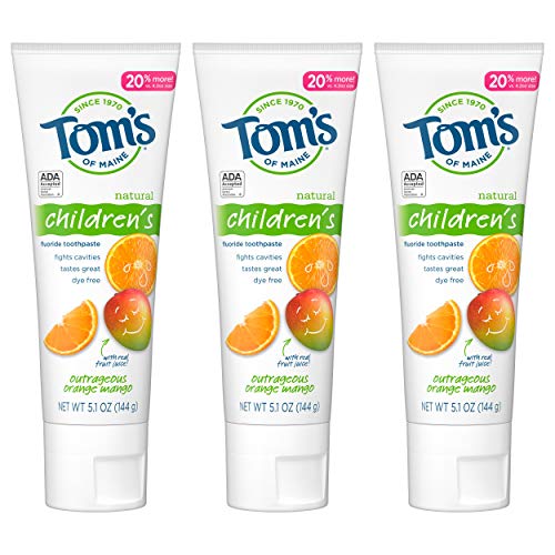 Tom's of Maine 含氟甜橙芒果味兒童防蛀牙膏，5.1 oz/支，共3支，原價$19.47，現僅售$12.25 ，免運費。