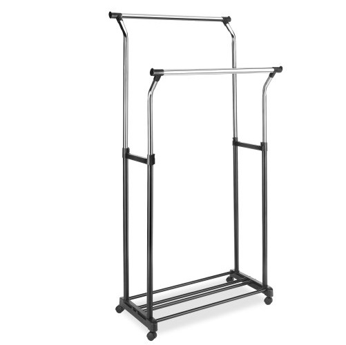 Whitmor Adjustable Double Garment Rack -Rolling Clothes Organizer - Chrome, Only $26.00