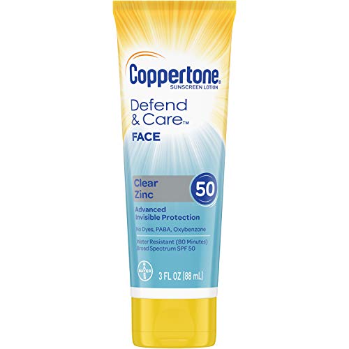 Coppertone Defend & Care Clear Zinc Sunscreen Face Lotion Broad Spectrum SPF 50 (3 Fluid Ounce) (Packaging may vary), Only $3.80
