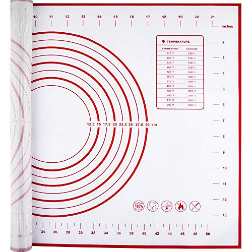EasyOh Silicone Pastry Mat 100% Non-Slip with Measurement Counter Mat, Dough Rolling Mat, Pie Crust Mat -Red 16 x 24 Inches, Only $5.99