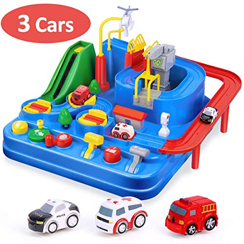 CubicFun Race Tracks for Boys Car Adventure Toys for 3 4 5 6 7 8 Year Old Boys Girls, City Rescue Preschool Educational Toy Vehicle Puzzle Car Track Playsets forAge 3+, Only $29.99