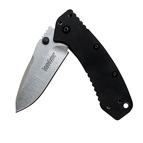 Kershaw Cryo G-10 Pocket Knife (1555G10) 2.75” Stonewashed Stainless Steel Blade; G-10/Stainless Steel Handle, SpeedSafe , 4-Position Deep-Carry Pocketclip, Frame Lock, Lock Bar, Black, Only $17.01