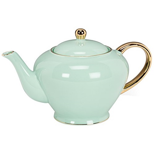 Abbott 骨瓷 镀金 茶壶，34 oz/1000ML，现仅售$43.75，免运费！