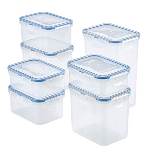 LOCK & LOCK Easy Essentials Food Storage lids/Airtight containers, BPA Free, 14 Piece - Tall Rectangle, Clear $13.99