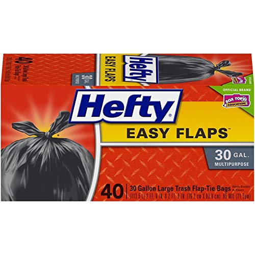Hefty Easy Flaps Multipurpose Large Trash Bags, Unscented, 30 Gallon, 40 Count, Only $5.96