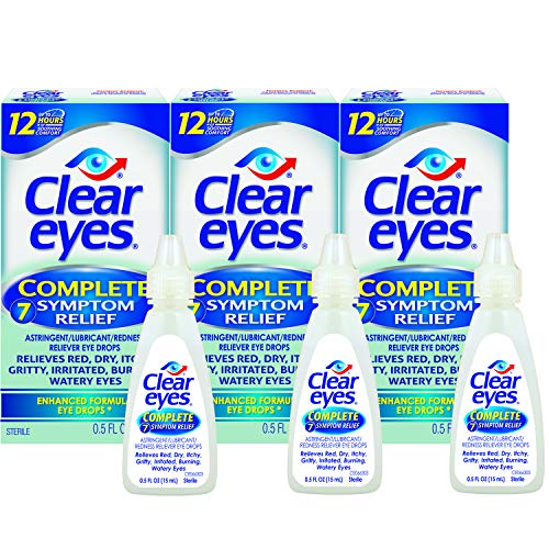 Clear Eyes Eye Drops, Complete 7 Symptom Relief, 0.5 oz, Pack of 3, Only $10.89