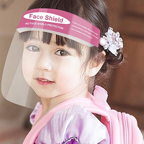 5Pcs Kids Protective Face Shield,Clear Safety,Protect Eyes and Face, Facial Cover for Children Outdoor Sports Headwear (5Pcs, Pink), Only $13.50