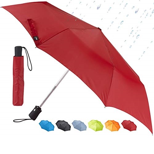 Lewis N. Clark Travel Umbrella: Windproof with Mildew Resistant Fabric, Automatic Open Close & 1 Year Warranty, Red, Only $9.34, You Save $8.66 (48%)