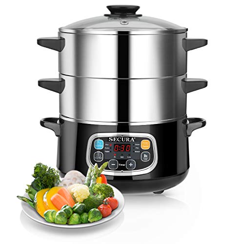 Secura Electric Food Steamer, Vegetable Double Tiered Stackable Baskets with Timer 1200W Fast Heating Stainless Steel Digital Steamer 8.5 Quart, Only $79.99, You Save $20.00 (20%)