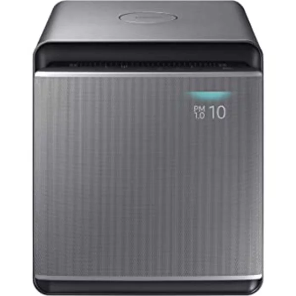 SAMSUNG Cube Smart Air Purifier with 3 Stage True HEPA Filter System | Silent & Wind-Free | for Allergies, Pet Dander, Odor, and Dust, Honed Silver $349.99