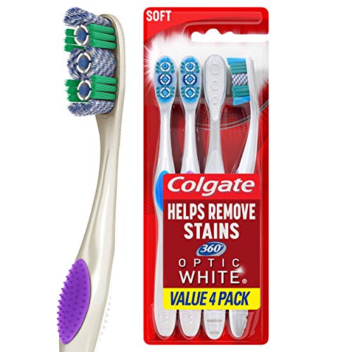 Colgate 360 Optic White Whitening Toothbrush, Soft - 4 Count, Only $4.54