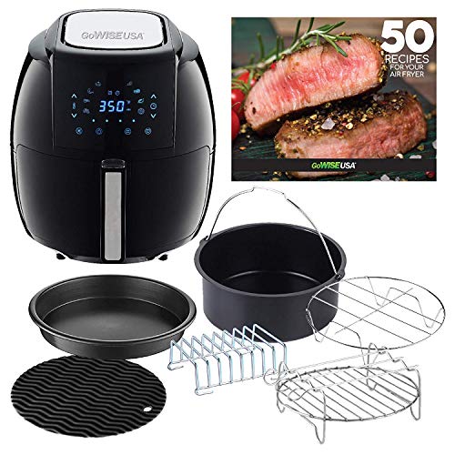 GoWISE USA GWAC22003 5.8-Quart Air Fryer with Accessories, 6 Pcs, and 8 Cooking Presets + 50 Recipes (Black), Qt, Only $79.99, You Save $30.00 (27%)