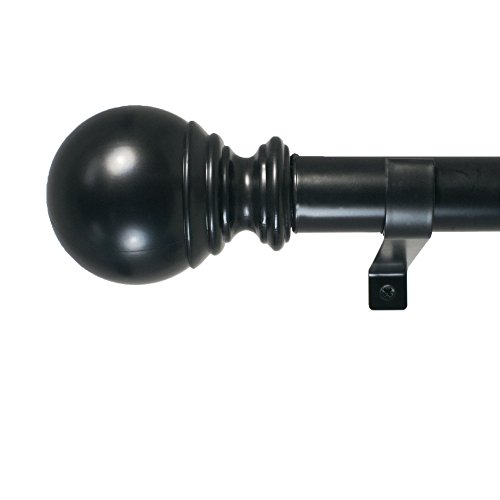 Decopolitan Ball Single Telescoping Drapery Rod Set, Medium, Black, Only $14.54