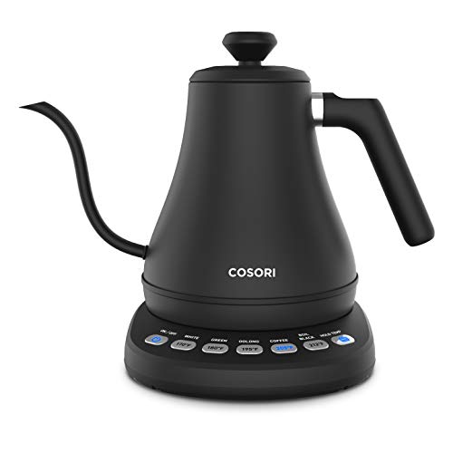 COSORI Electric Gooseneck Kettle with 5 Variable Presets, Pour Over Coffee Kettle & Tea Kettle, 100% Stainless Steel Inner Lid & Bottom, 1200 Watt Quick Heating, 0.8L, Matte Black, Only $55.99