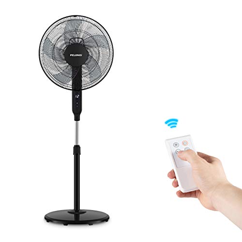 PELONIS PFS40D6ABB DC Motor Ultra Quiet 16 Inch Pedestal Sleeping &Baby, High Energy Efficiency Standing Fan Speed, 12-Hour Timer, Remote Control, and Adjustable Heights, Black, Now Only $29.78