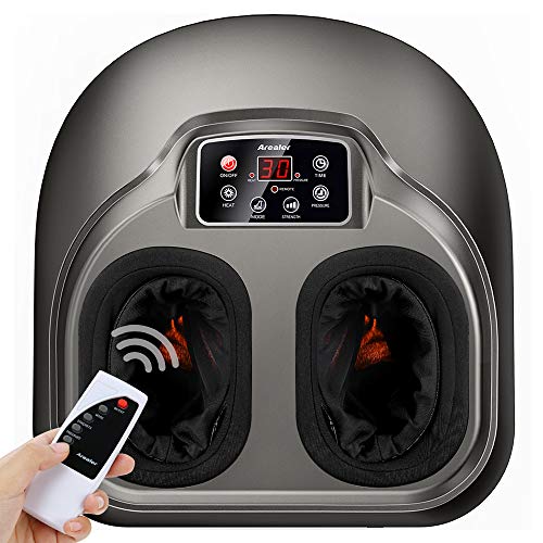 Arealer Foot Massager Machine with Heat, Shiatsu Foot Massagers with Remote Control & LCD Display, 5 Mode with Air Compression, Kneading Foot Massage, Only $79.99