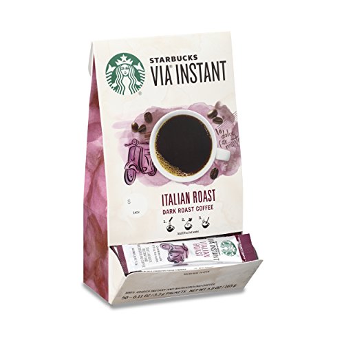 Starbucks VIA Instant Coffee Dark Roast Packets — Italian Roast — 100% Arabica — 1 box (50 packets) $24.73