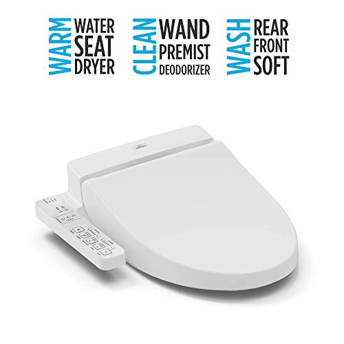 TOTO SW2033R#01 C100 Electronic Bidet Toilet Cleansing Water, Heated Seat, Deodorizer, Warm Air Dryer, and PREMIST, Round, Cotton White, Only $324.48