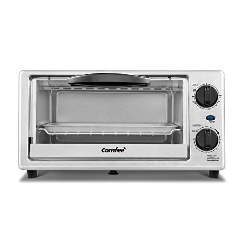 COMFEE' Toaster Oven Countertop, 4-Slice, Compact Size, Easy to Control with Timer-Bake-Broil-Toast Setting, 1000W, Stainless Steel, CFO-BC10(SS), Only $25.59