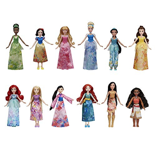 Disney Princess Royal Collection, 12 Fashion Dolls -- Ariel, Aurora, Belle, Cinderella, Jasmine, Merida, Moana, Mulan, Pocahontas, Rapunzel, Snow White, Tiana (Amazon Exclusive) $79.99
