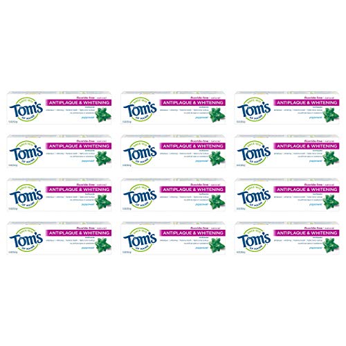 史低價！Tom's of Maine  預防牙菌斑無氟美白牙膏 旅行裝，1 oz/支，共12支，原價$14.00，現僅售$9.75，免運費！
