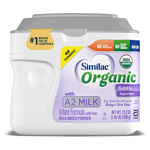 Similac Organic with A2 Milk Infant Formula, Gentle and Easy to Digest, with Key Nutrients for Baby’s First Year, No Palm Olein Oil, Non-GMO Baby Formula Powder, 23.2-oz Tub, Only $21.80