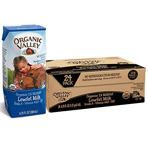 史低价！Organic Valley 有机1%低脂原味牛奶， 6.75 oz/盒，共24盒，现仅售$20.34