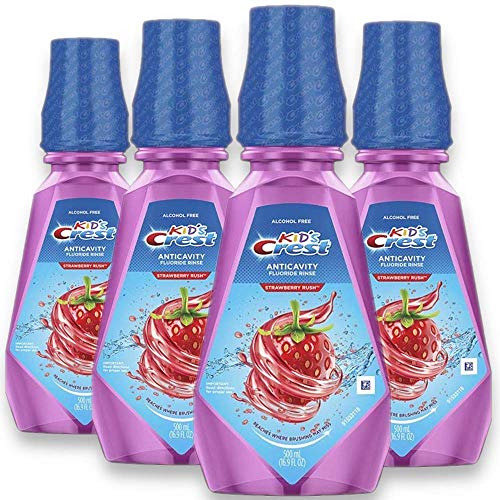 Crest Kid's Anti Cavity Alcohol Free Fluoride Rinse, Strawberry Rush, 16.9 fl oz. (Pack of 4), Only $11.09
